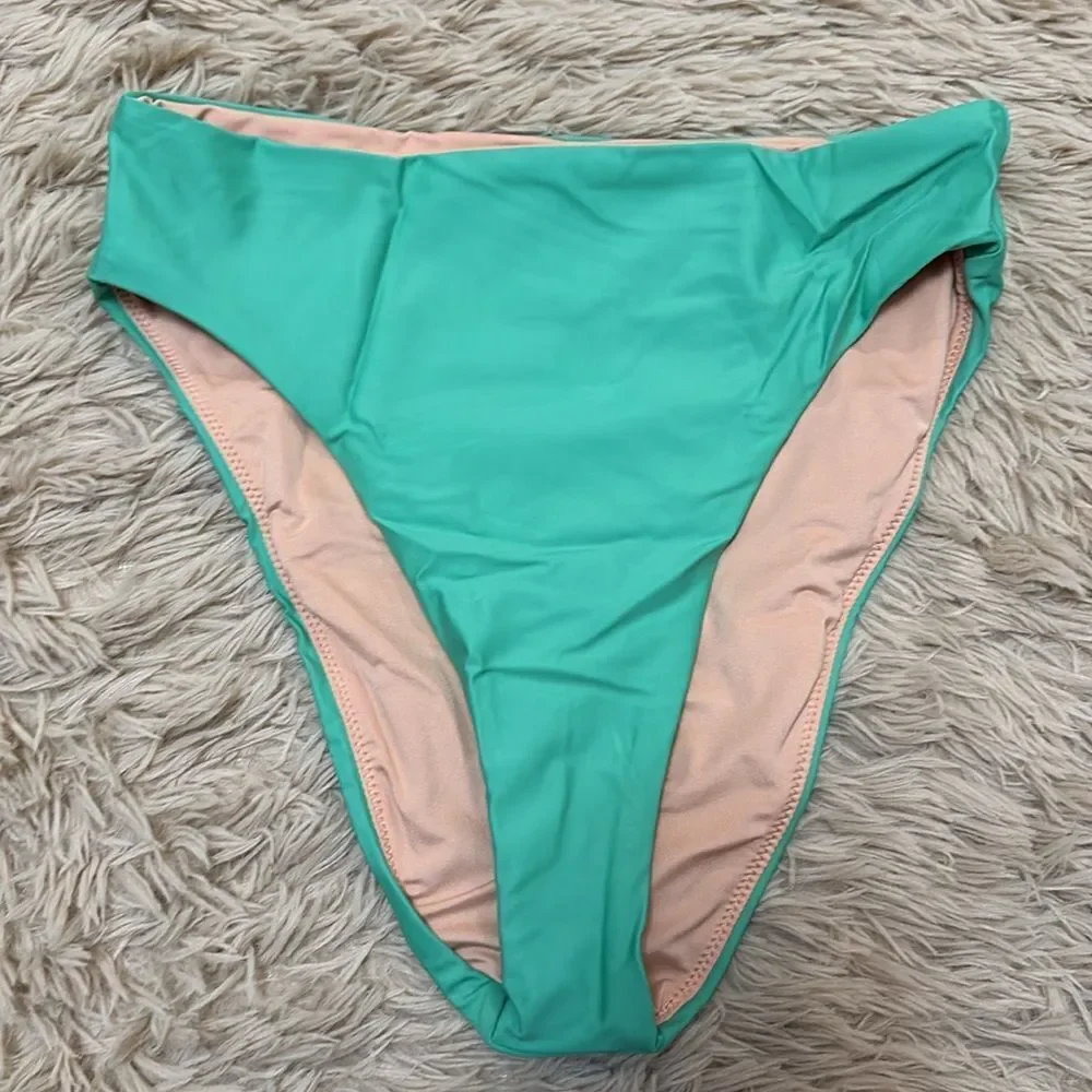 J Crew green bella high leg high waisted bottom size SM new